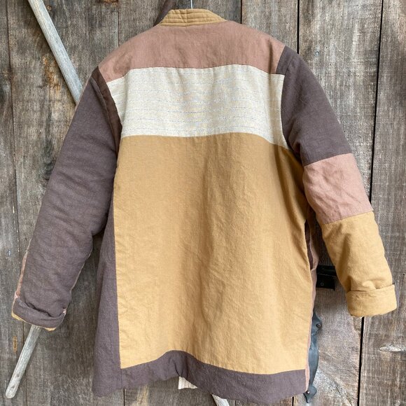 100% CottonLinen Patchwork Quilted Versatile Autumn/Winter Coat, OS,Fall Colors - Picture 6 of 15